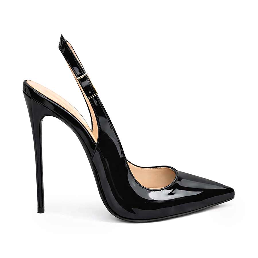 slingback vernice nera