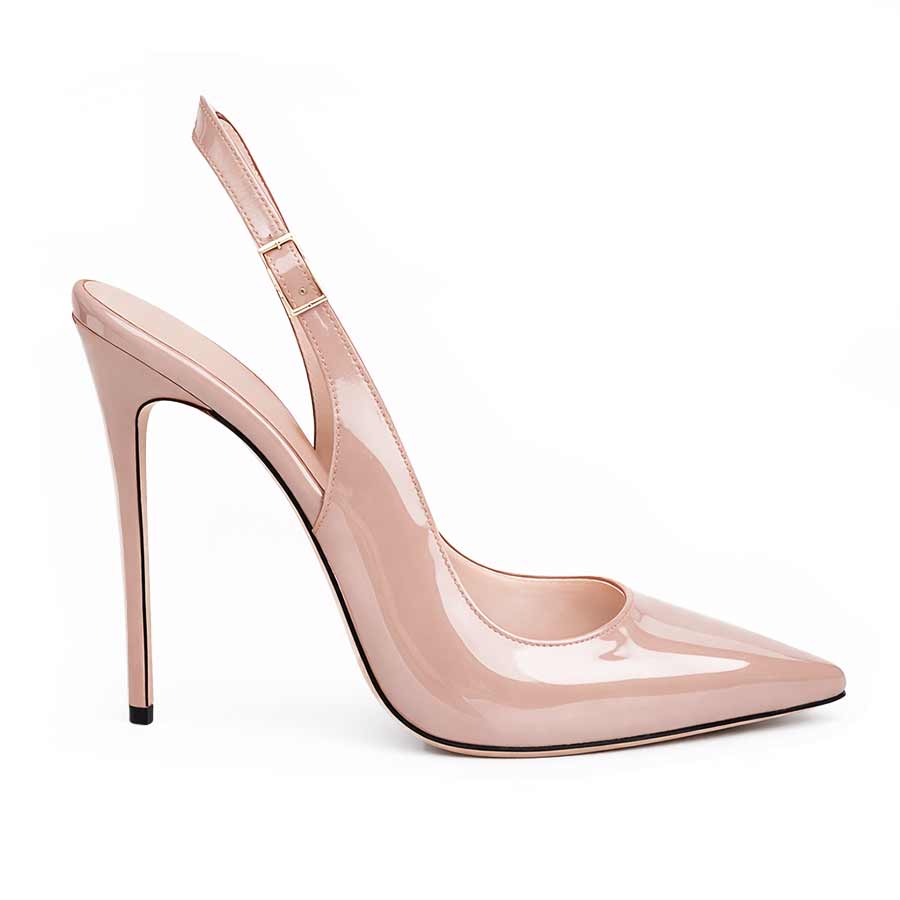 slingback vernice nude