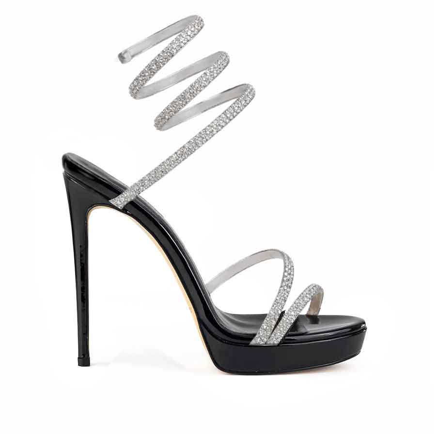 sandalo spirale nero argento