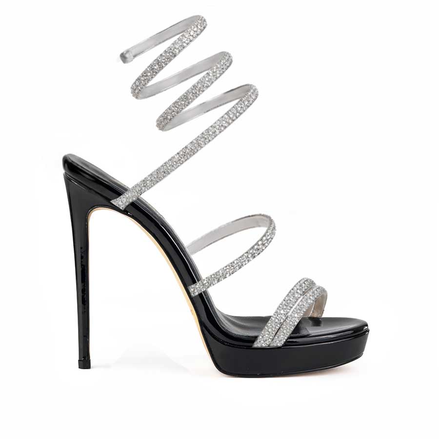 sandalo spirale nero argento