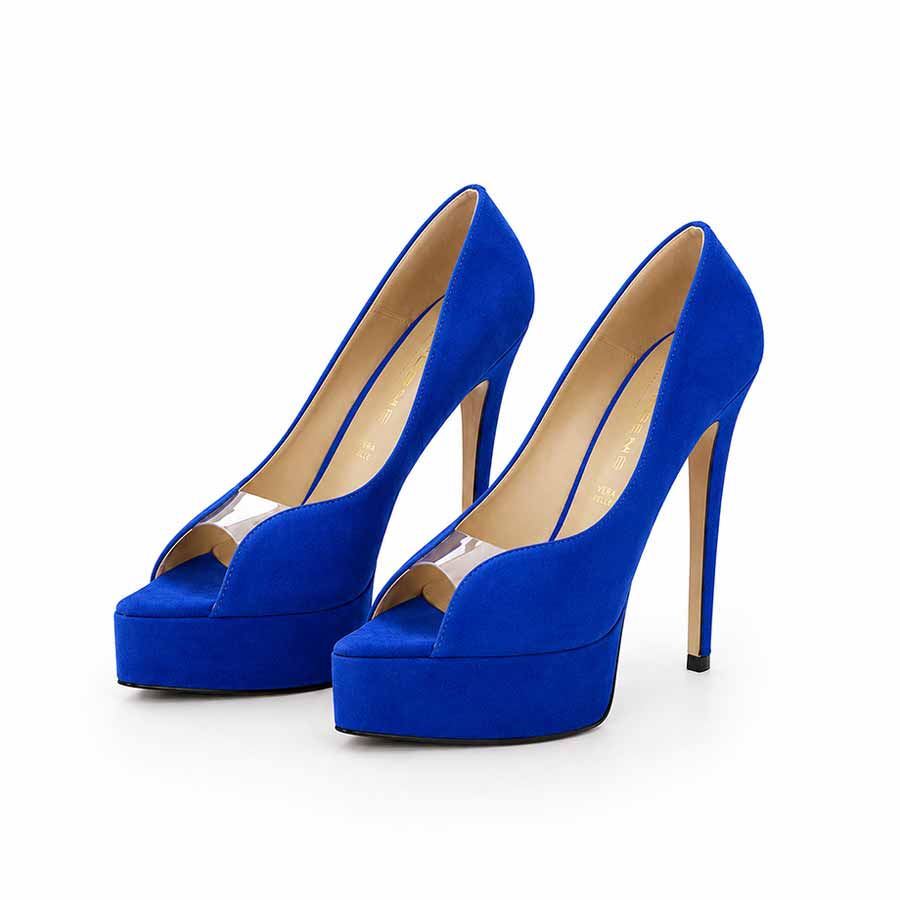decollette camoscio bluette