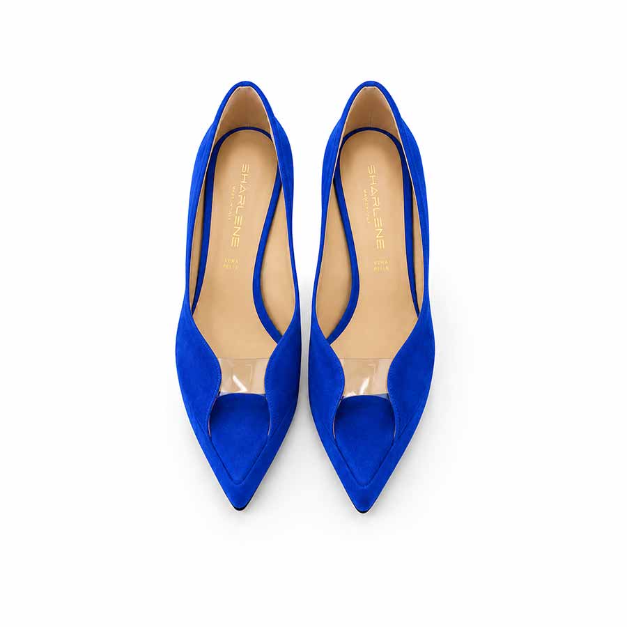 decollette camoscio bluette