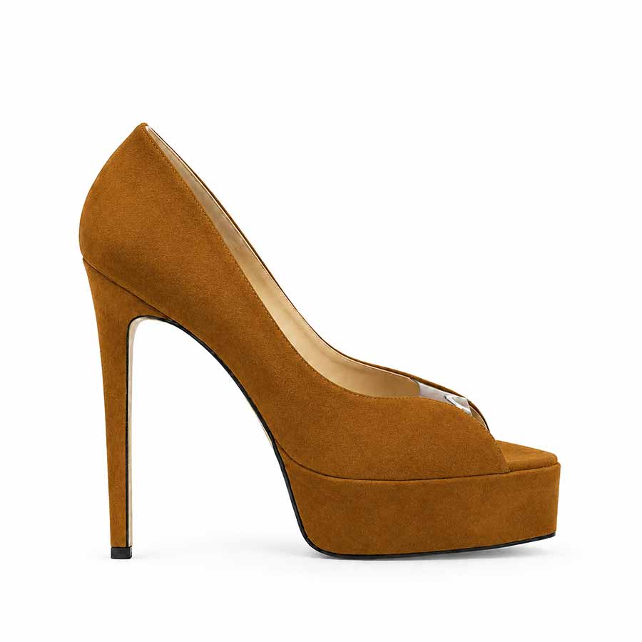 decollette camoscio cognac