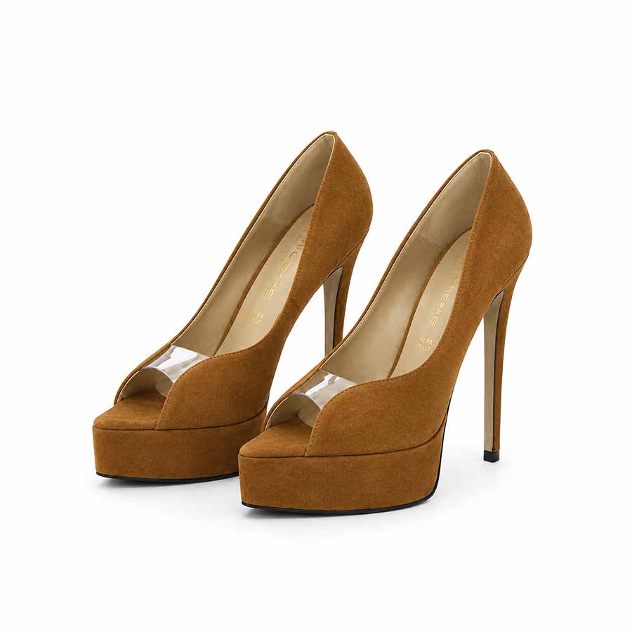 decollette camoscio cognac