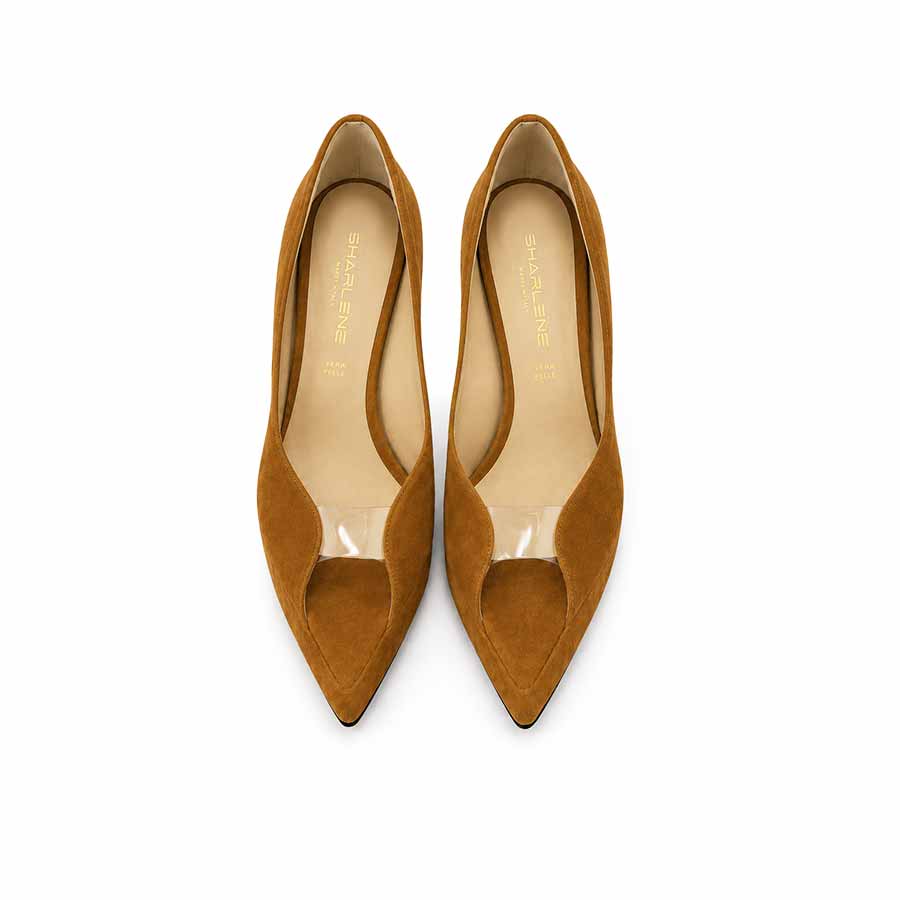 decollette camoscio cognac