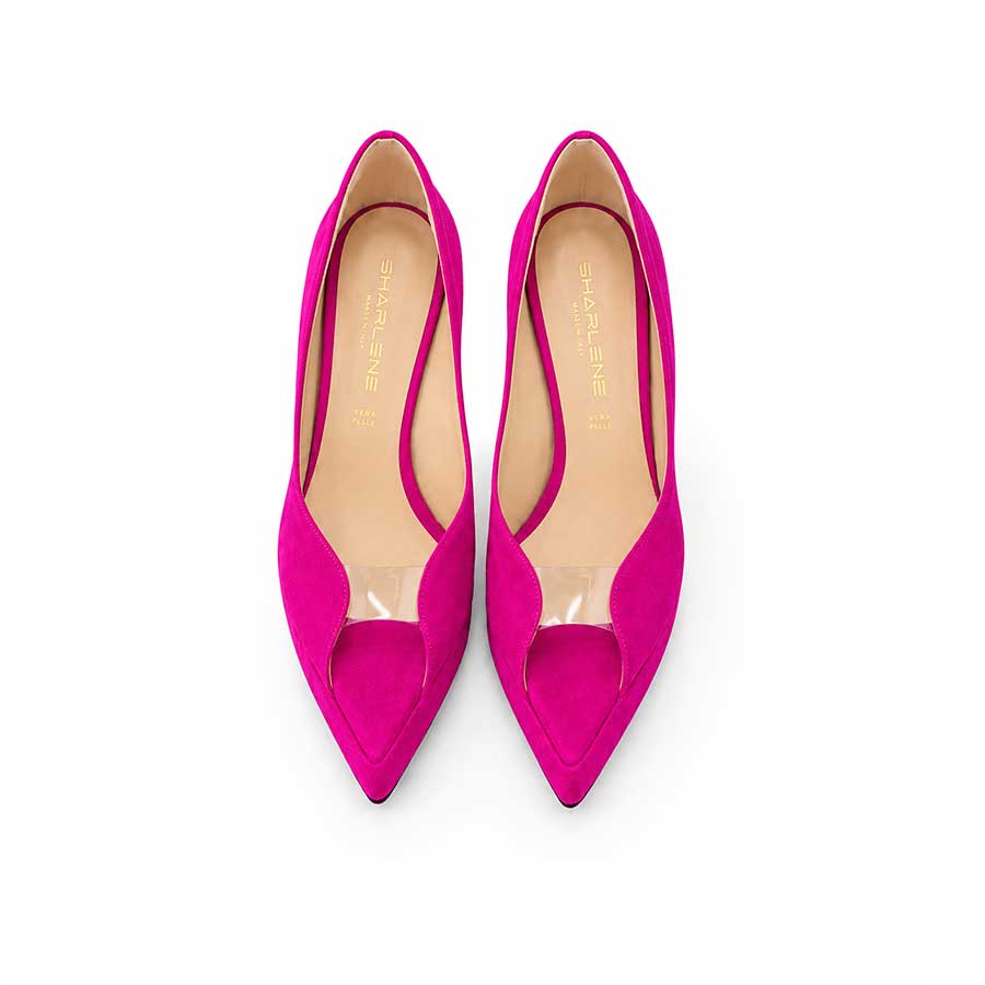 decollette camoscio fucsia