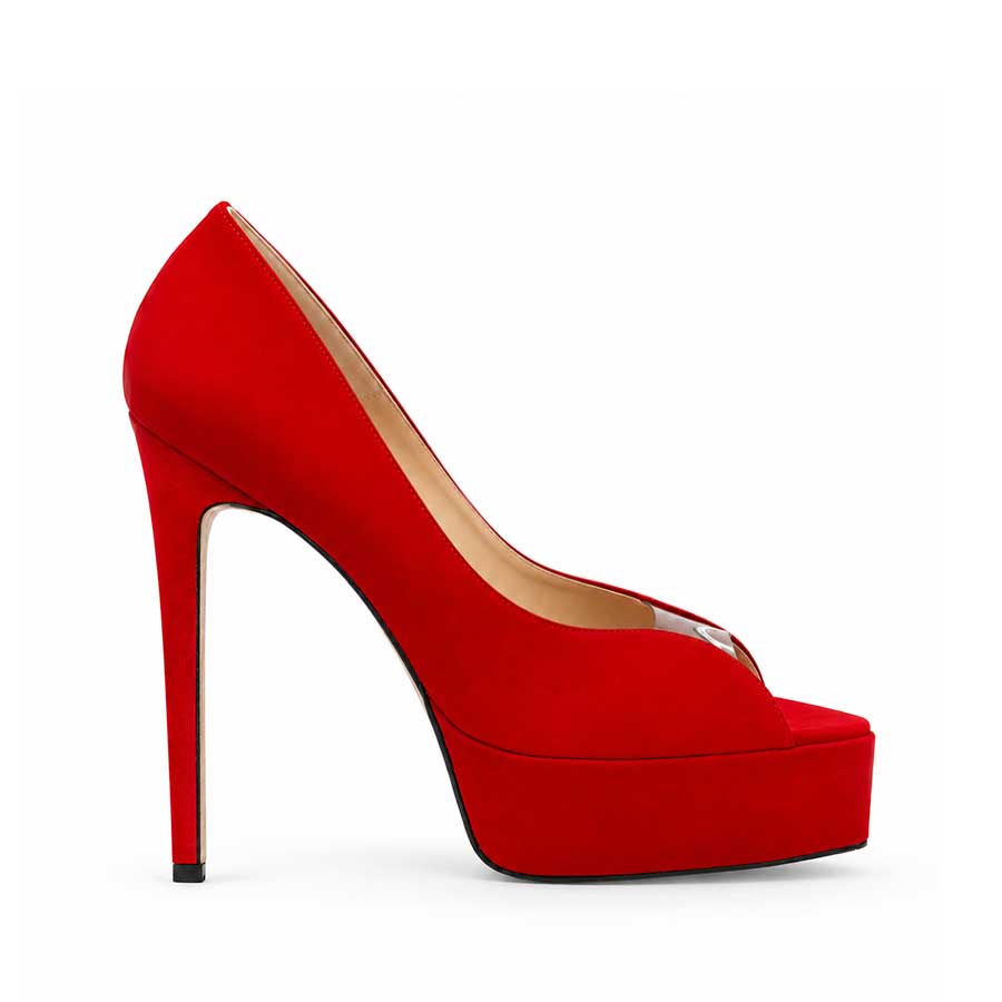 decollette camoscio rosso