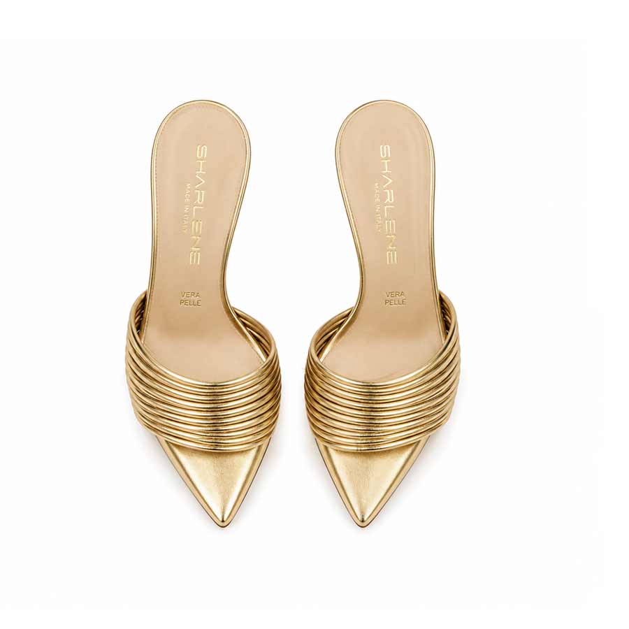 Mules pelle platino
