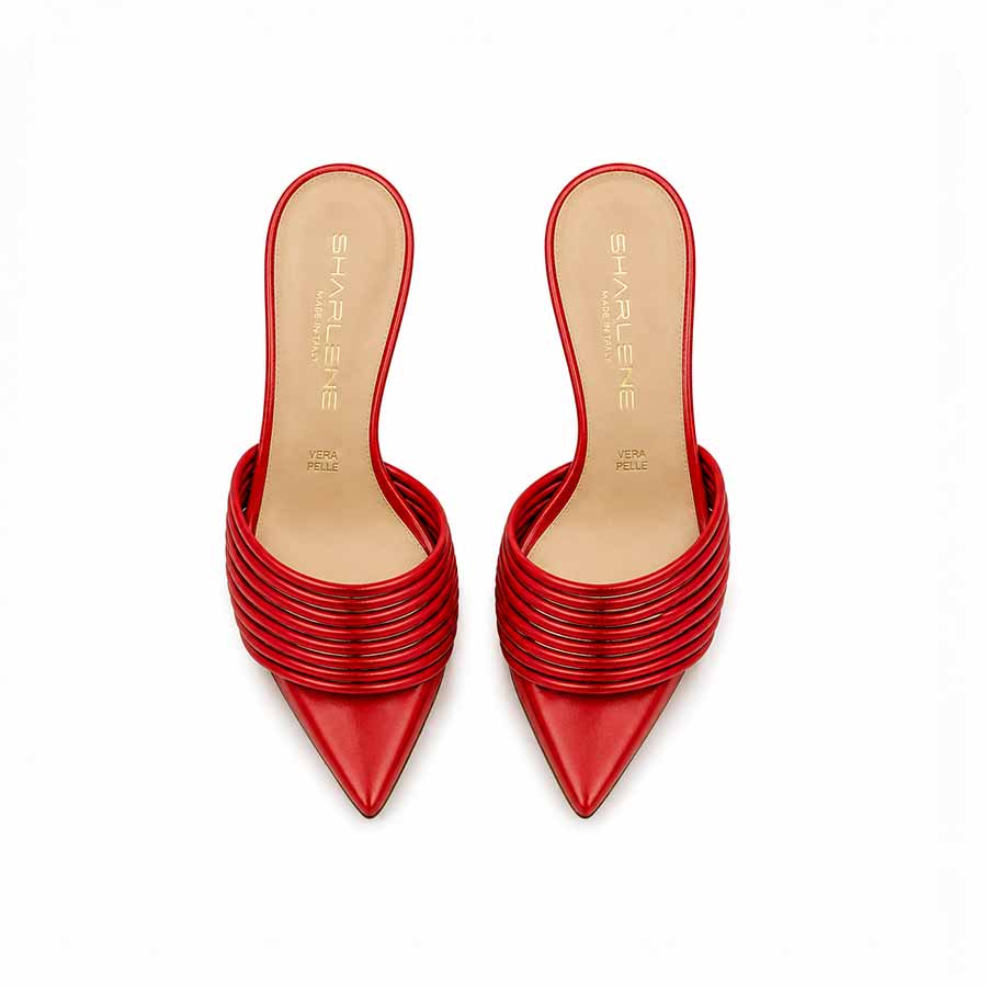 mules pelle rossa