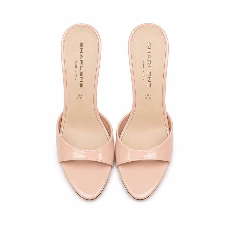 mules vernice rossa