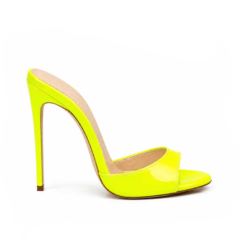 mules vernice gialla fluo