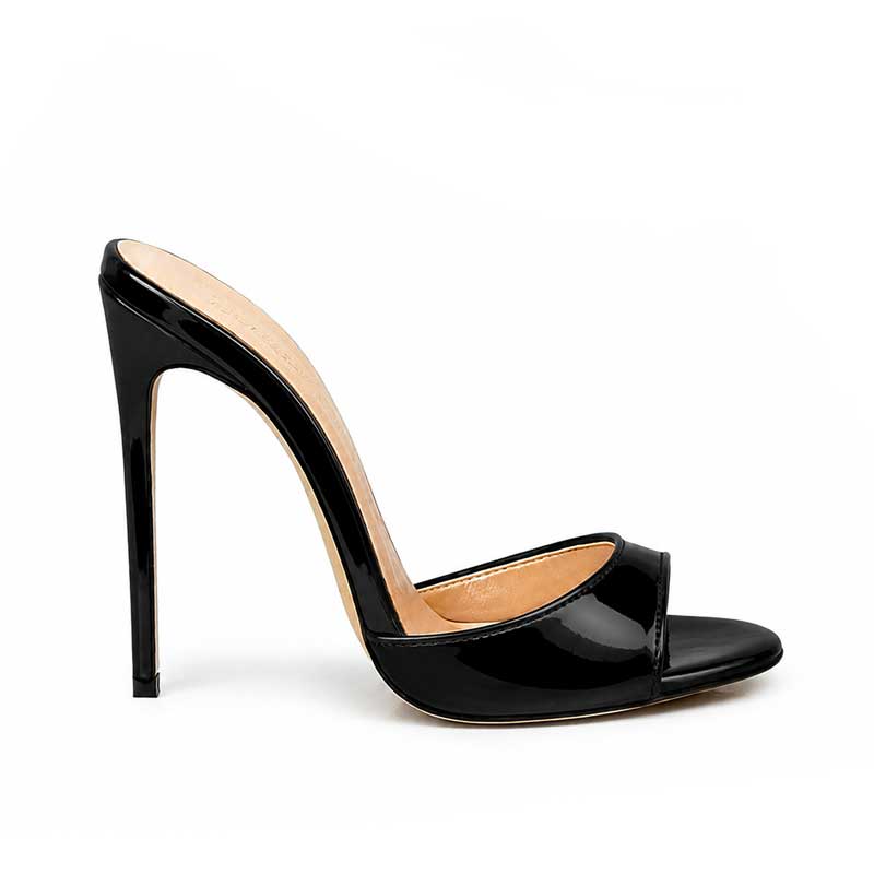 mules vernice nera