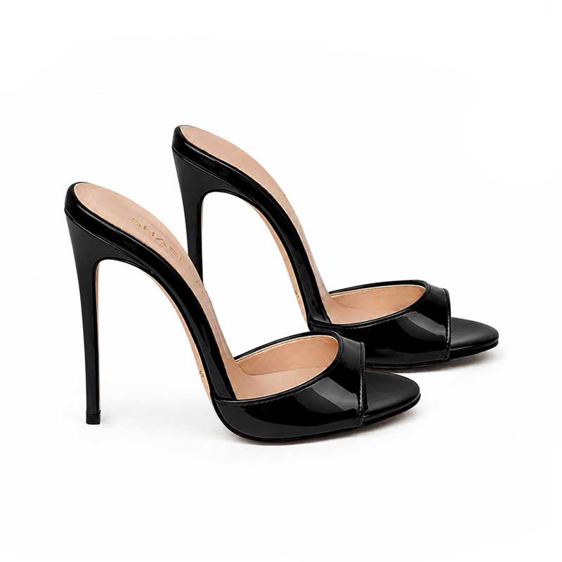 mules vernice nera