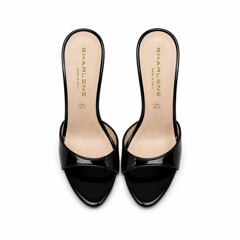 mules vernice nera