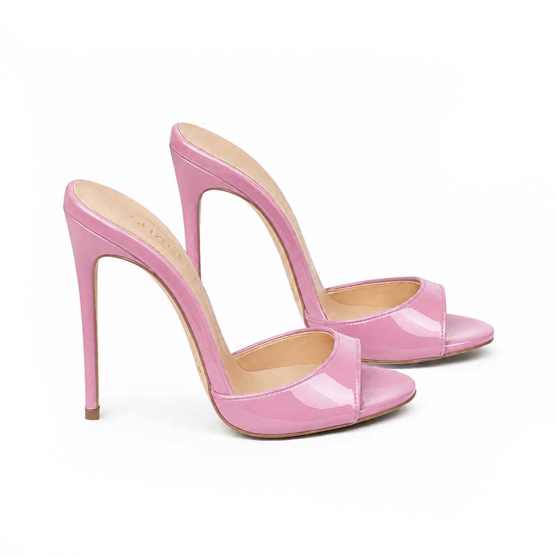 mules vernice rosa