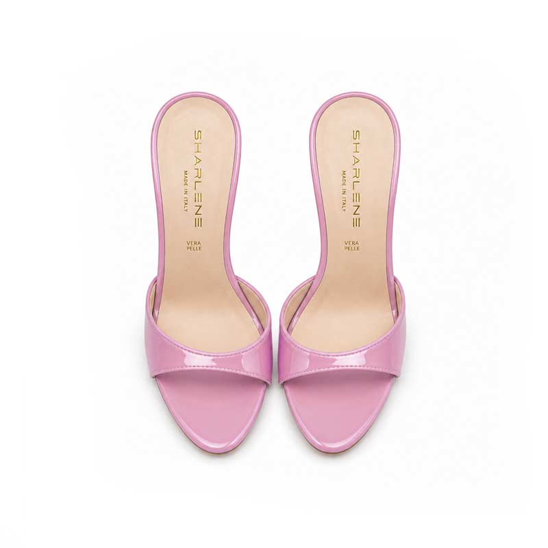 mules vernice rosa