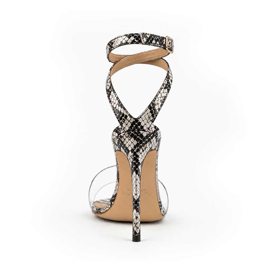 Sandalo slingback pitonato nero