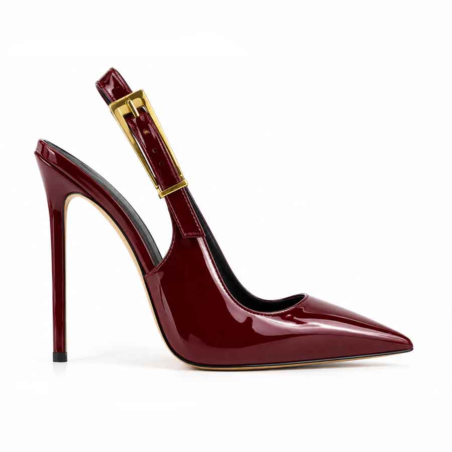 decollette slingback vernice bordeau