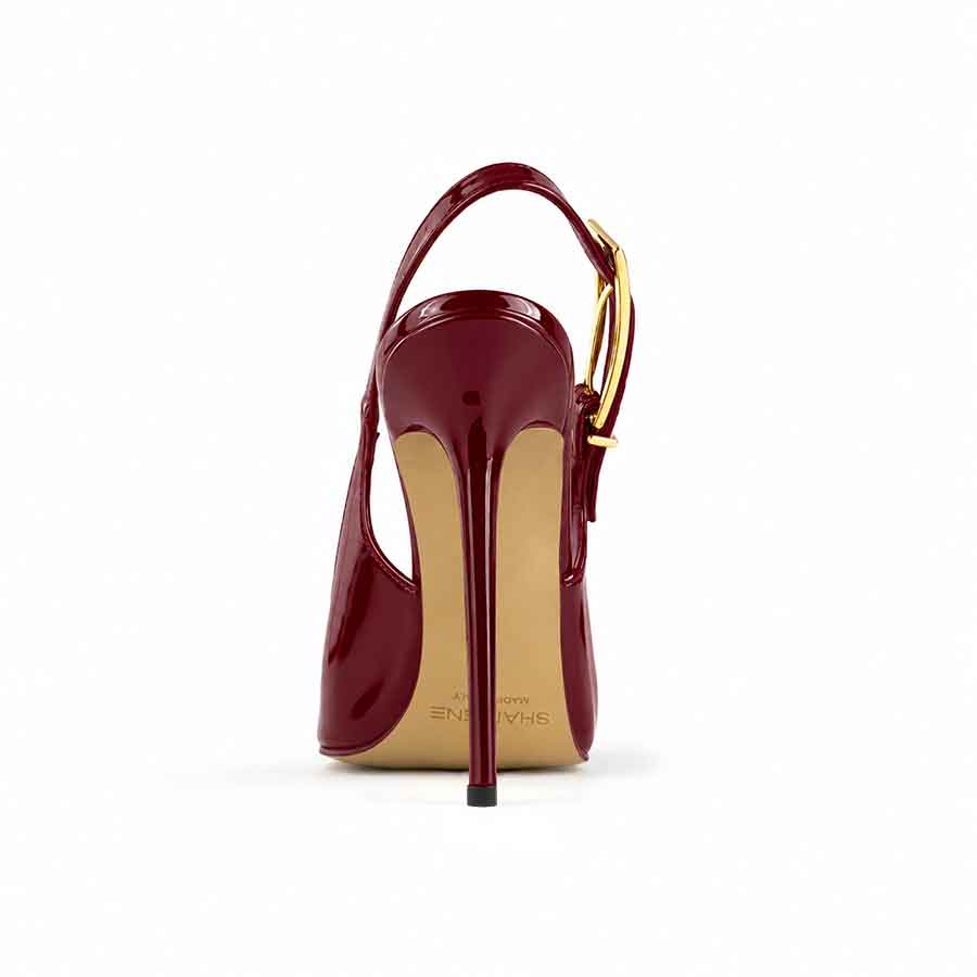 decollette slingback vernice bordeau