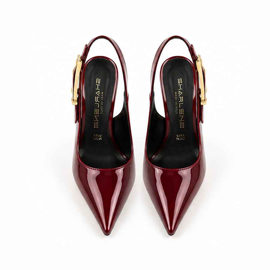 decollette slingback vernice bordeau