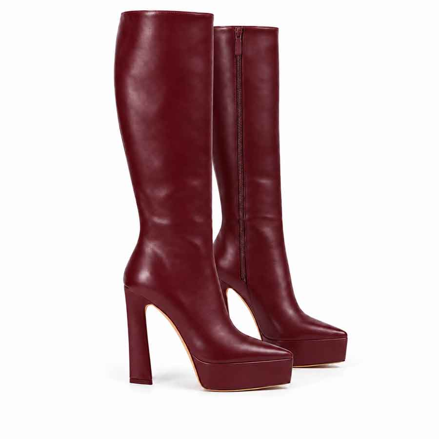 Stivale pelle bordeaux