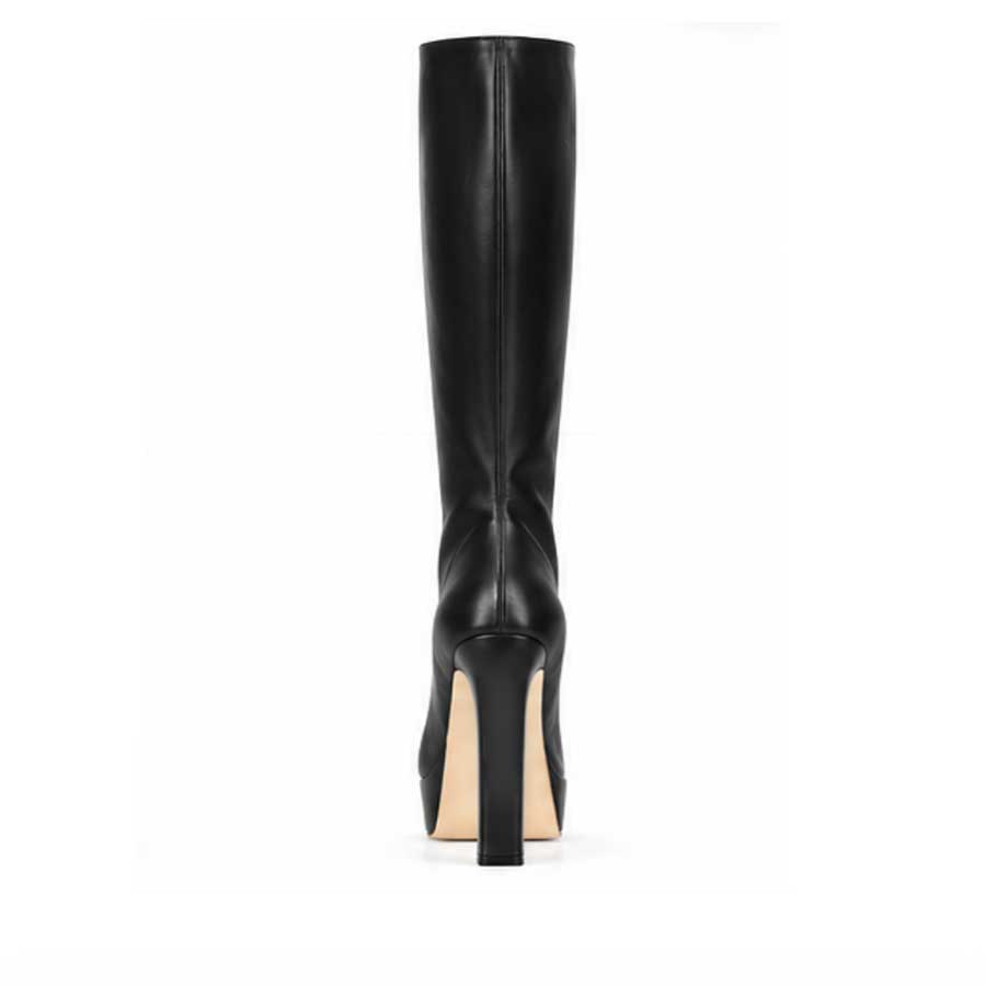 Stivale donna pelle nera con plateau