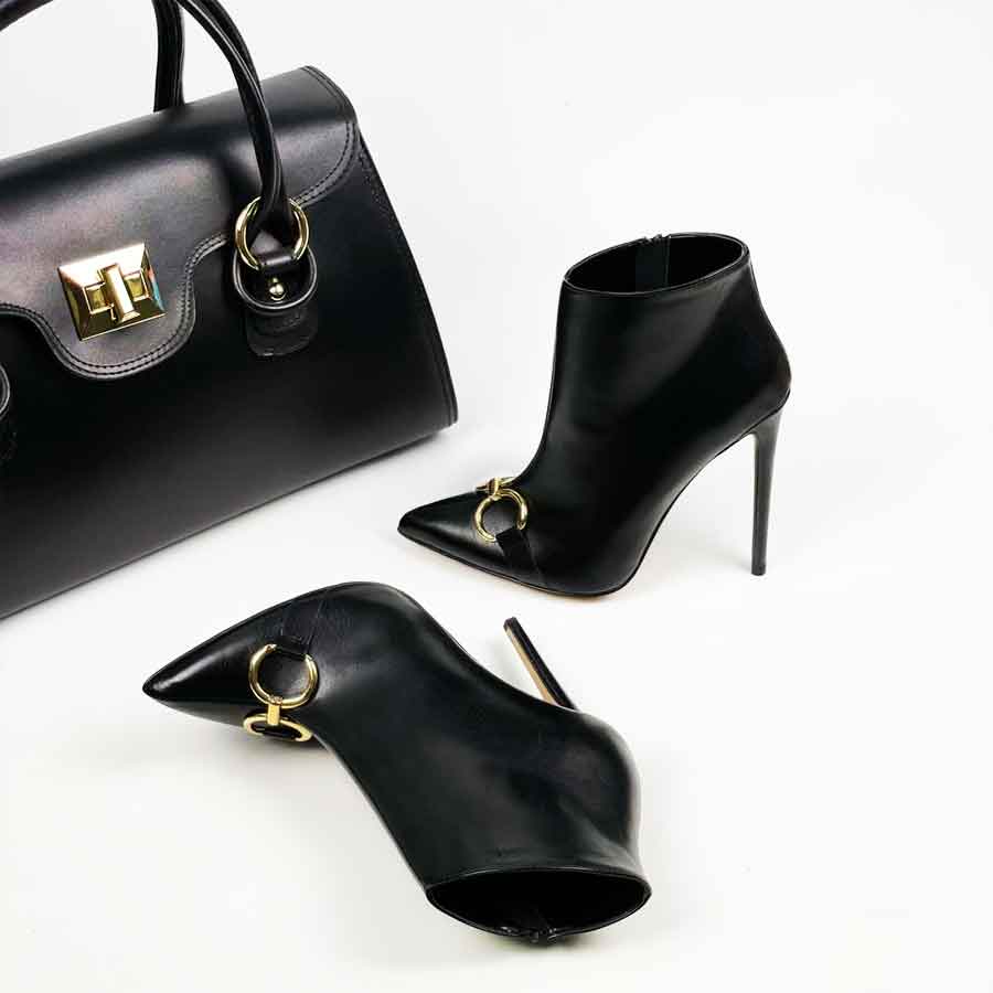 tronchetto pelle nera charme